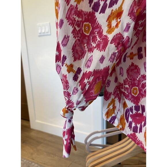 Christian Siriano Boho Artsy Blouse Top Shirt Open Collar‎ Size Large - Picture 6 of 11